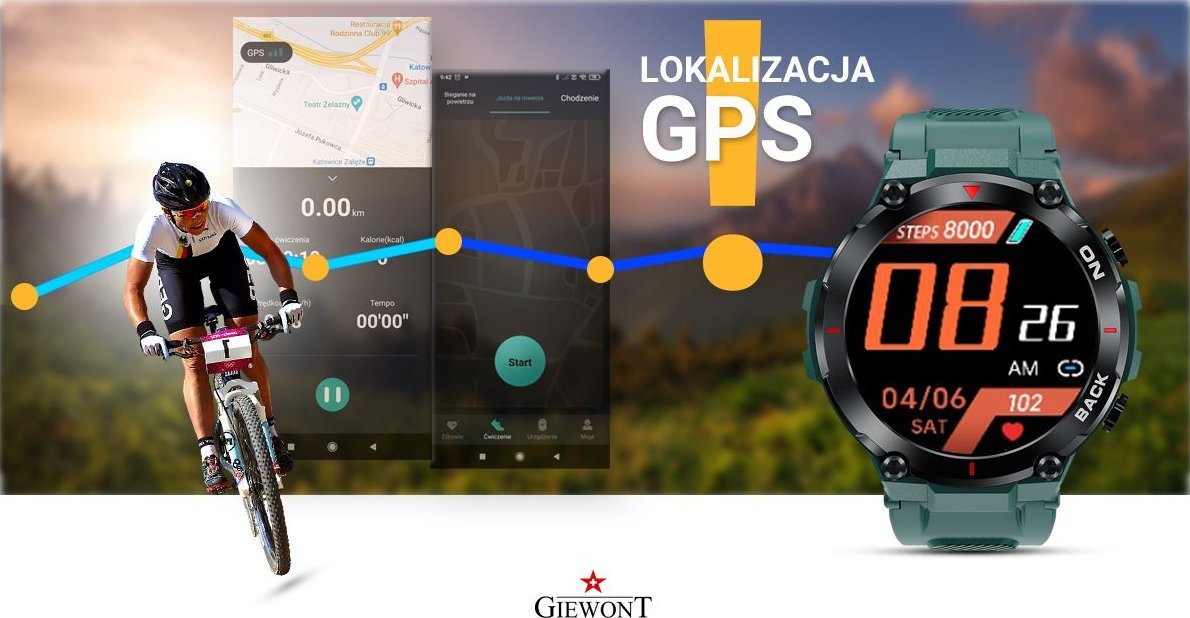 Smartwatch Giewont GW460-2, GPS, jeshile
