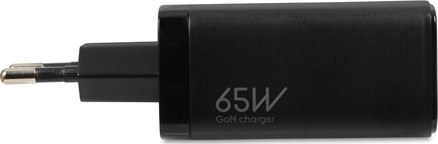 Ѕиден полнач iBOX C-65 GaN, 65W PD, 2x USB-C 1x USB-A, црн