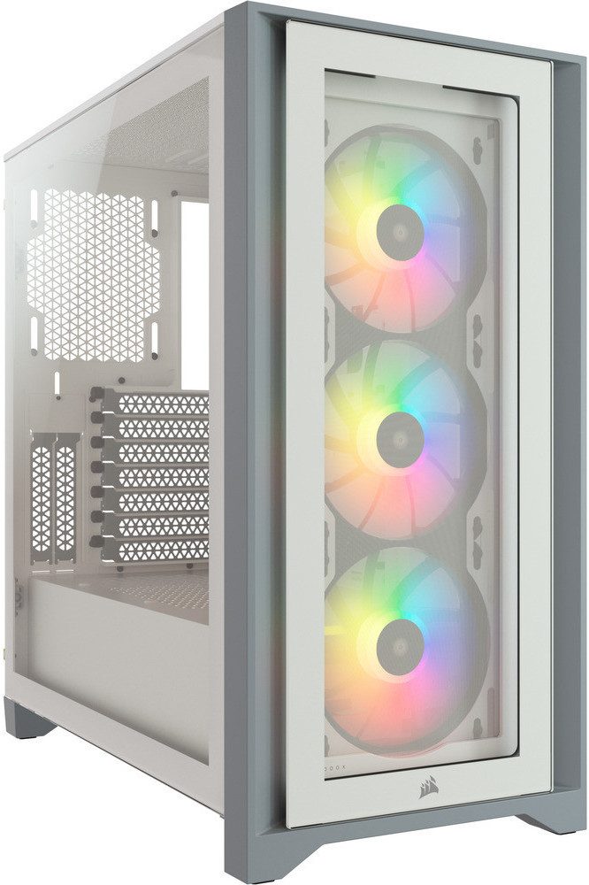 Kutia PC Corsair iCUE 4000X RGB, Mid Tower ATX, xham i temperuar, e bardhë