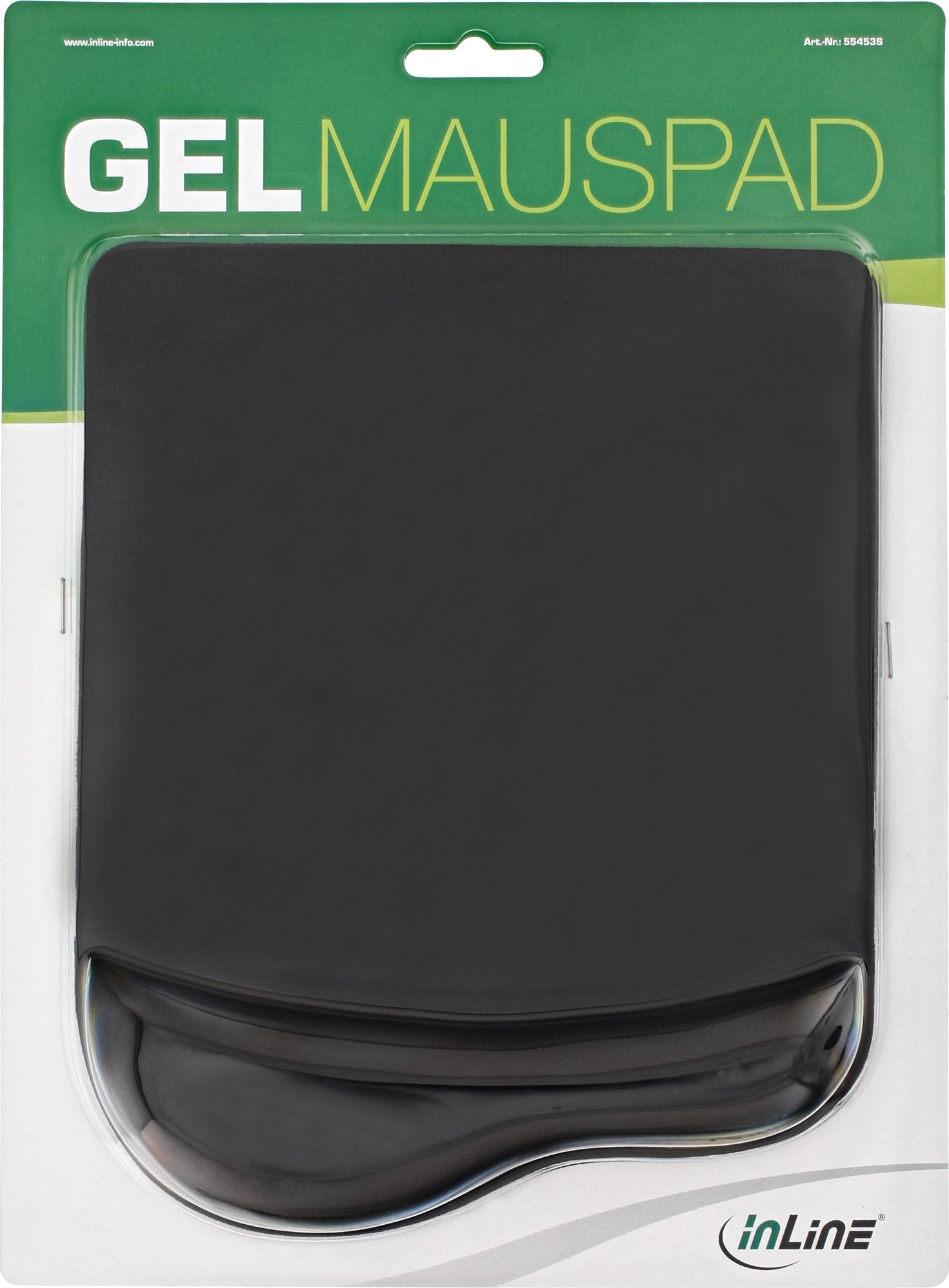 Mousepad InLine 55453S, me jastëk xheli për kyçin, 18.5 x 23.5 cm, i zi
