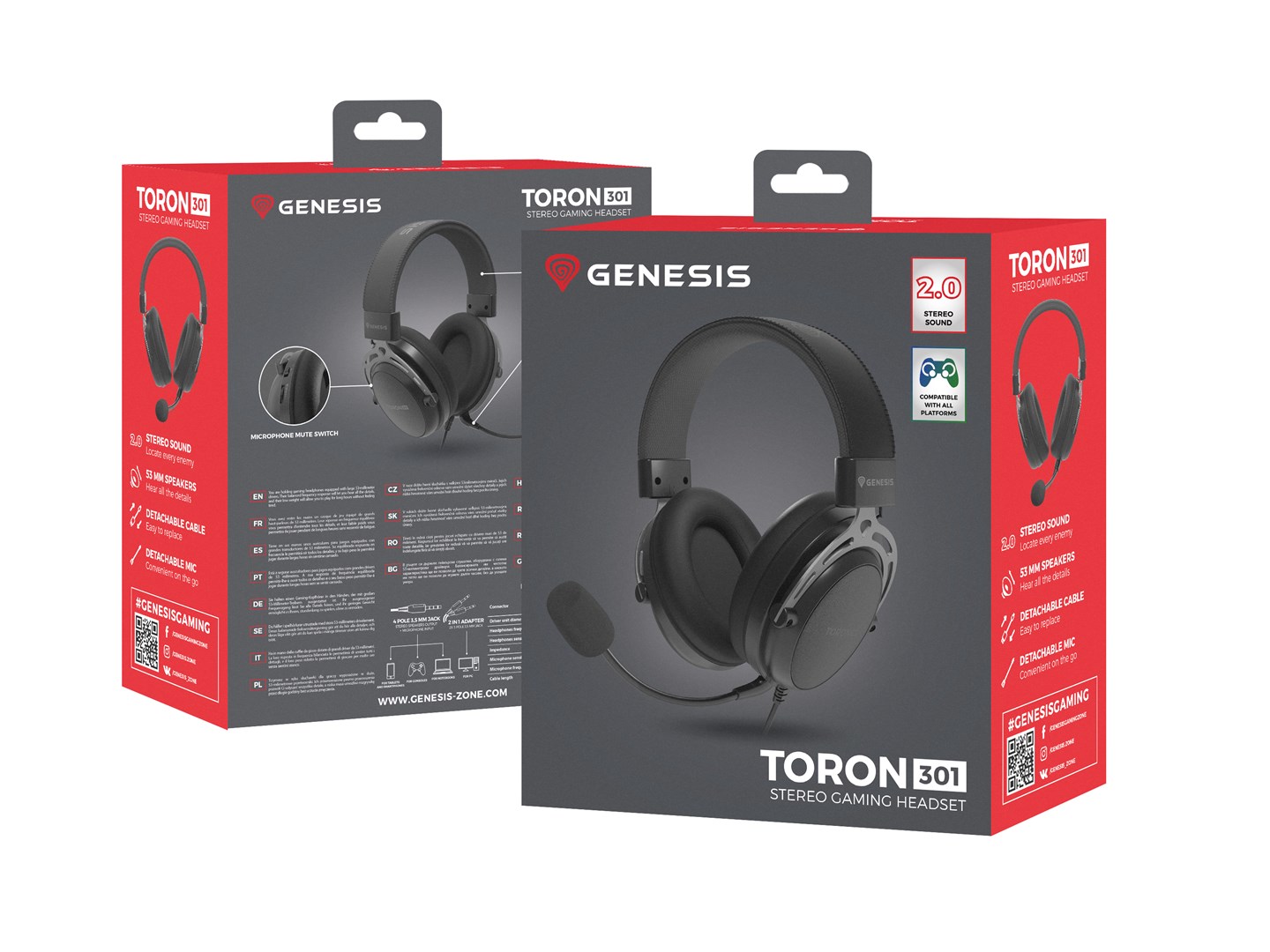 Kufje lojërash Genesis Toron 301, me kabllo, 230g, e zezë