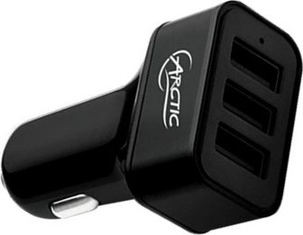 Karikues për makinë Arctic 3x USB-A, 7.2A, i zi