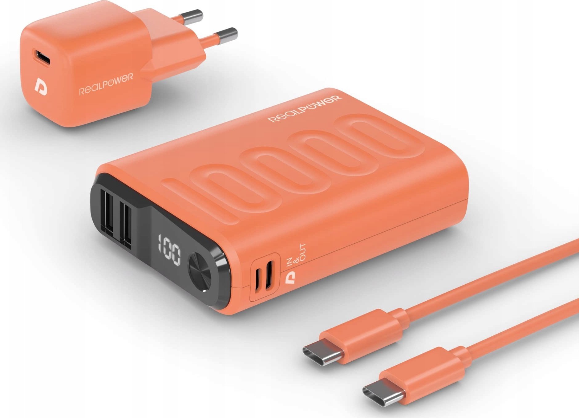 Powerbank RealPower PB-10000, 10000mAh, 22.5W, portokalli