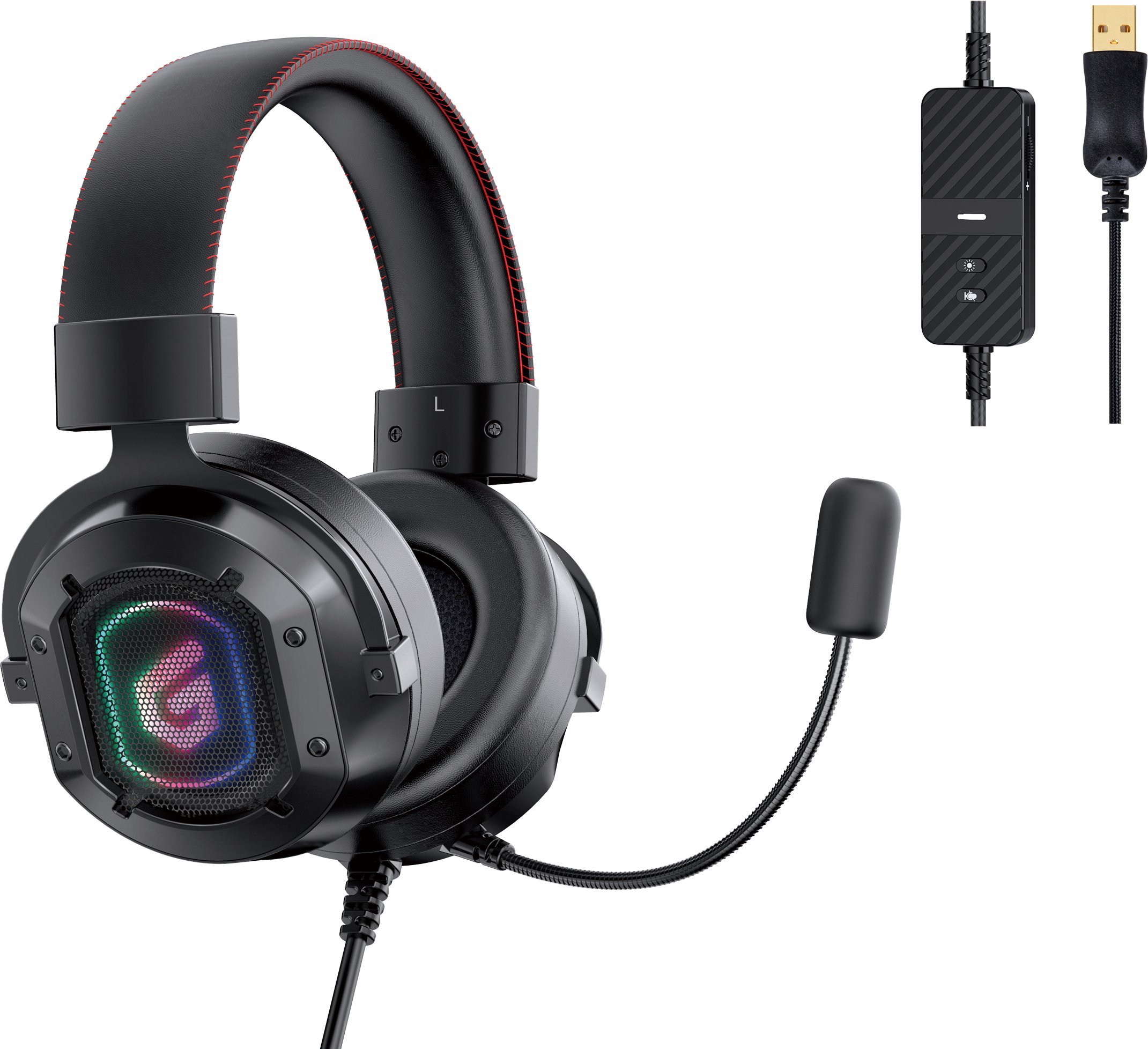Kufje Conceptronic ATHAN02B, 7.1 Surround, RGB, të zeza