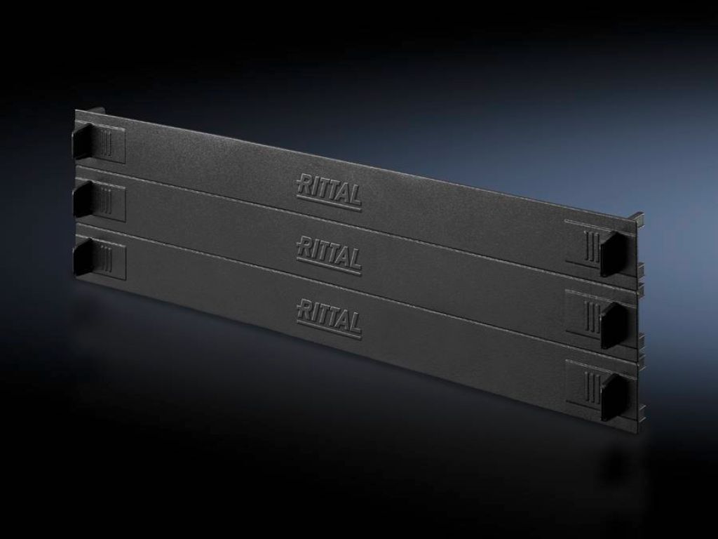 Panel mbulues Rittal DK Toolless Blank, për rack 19", set 3 copë, i zi