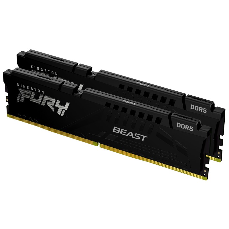 Memorie RAM Kingston Fury Beast KF560C30BBK2, 32GB DDR5 6000MT/s, CL30, për desktop, e zezë