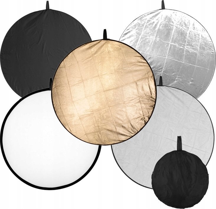 Reflektor fotografik Aurora 5in1, 95cm, i artë dhe i argjendtë