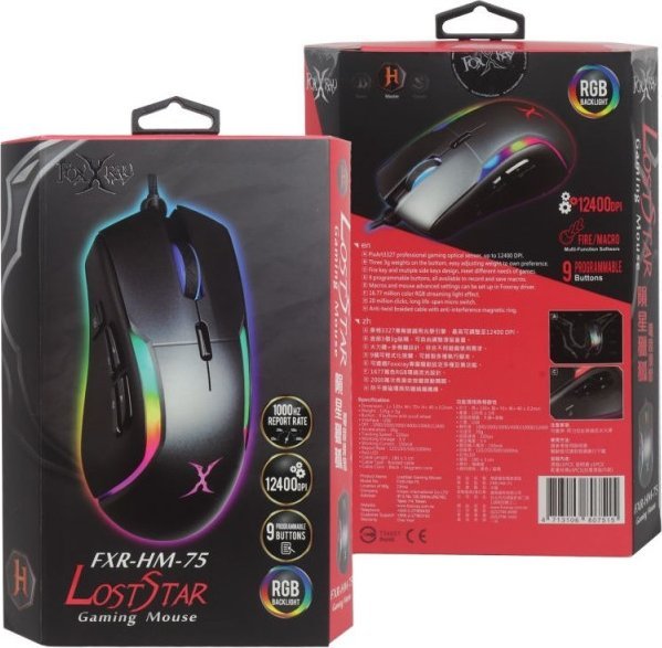 Maus gaming Foxxray LostStar, me kabllo, i zi