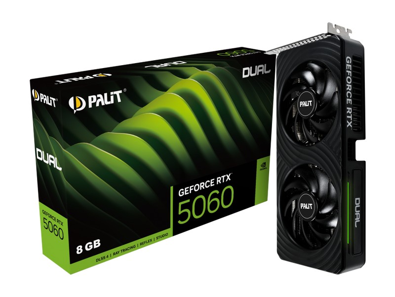 Kartë grafike Palit GeForce RTX 5060 Dual, 8GB GDDR7, NVIDIA, e zezë