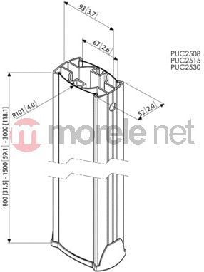 Shtyllë montimi tavani Vogel's PUC 2515, 150 cm, alumini, e zezë argjendtë