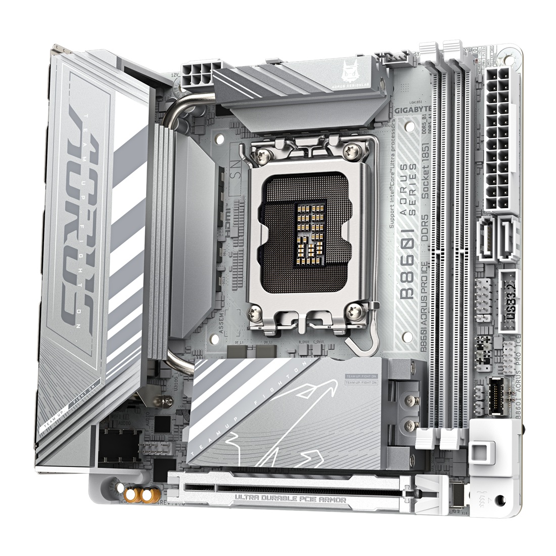 Pllakë amë Gigabyte B860I AORUS PRO ICE, ITX, LGA 1851, DDR5, e bardhë