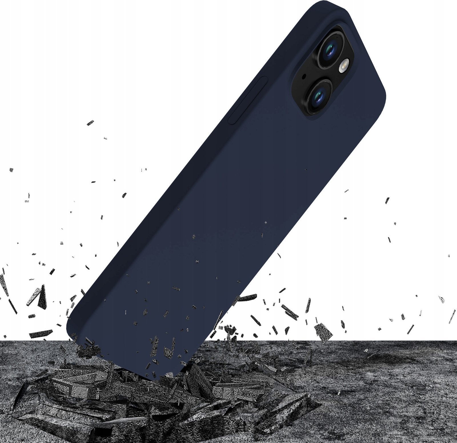 Mbulesë silikoni 3MK për iPhone 15 Plus, mbrojtëse, blu navy