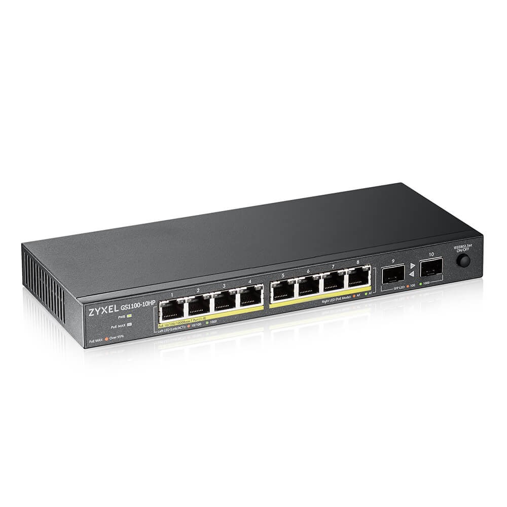 Switch rrjeti Zyxel GS1100-10HP, 10 porta GbE, PoE, i zi