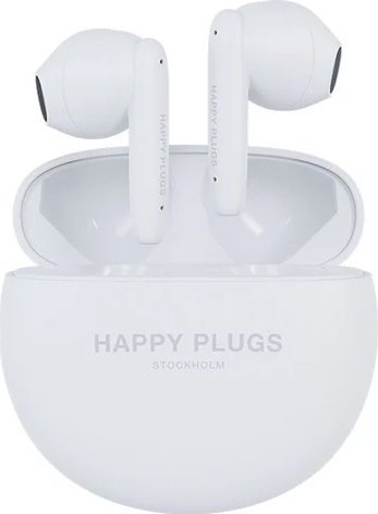 Kufje pa tela Happy Plugs Joy Lite, True Wireless, me kuti karikimi, të bardha