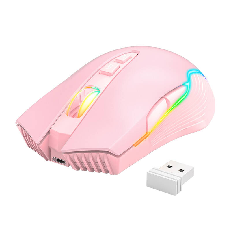 Maus gaming ONIKUMA CW905, wireless 2.4G, RGB, rozë