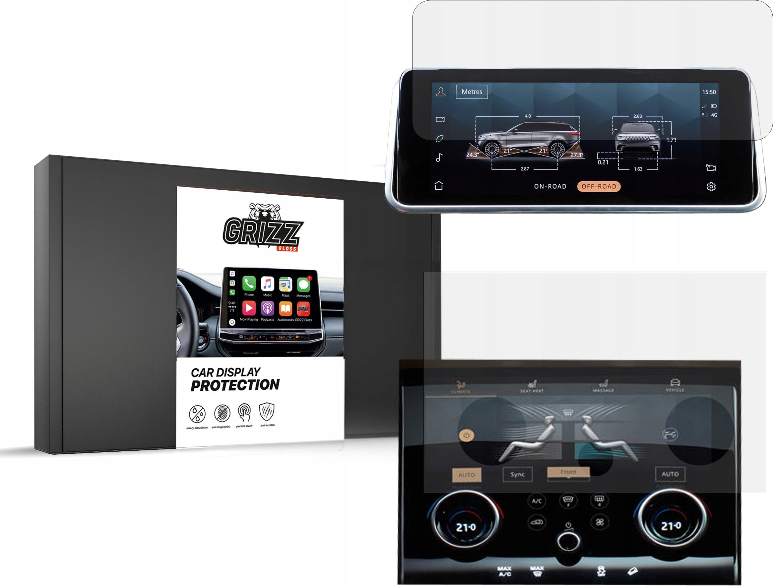 Film mbrojtës ekrani GRIZZ MatteScreen, 2in1, anti-gërvishtje, për Range Rover Evoque 2019-2023
