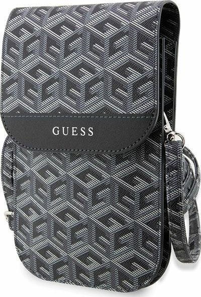 Çantë crossbody Guess GCube Stripe, lëkurë ekologjike, me rrip të rregullueshëm, e zezë