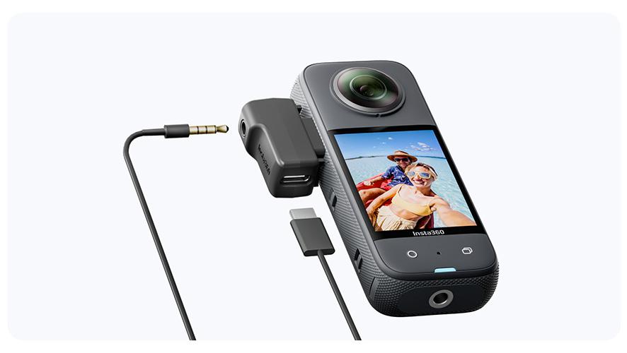 Adapter mikrofoni Insta360 X3, USB Type C, hyrje 3.5mm, i zi