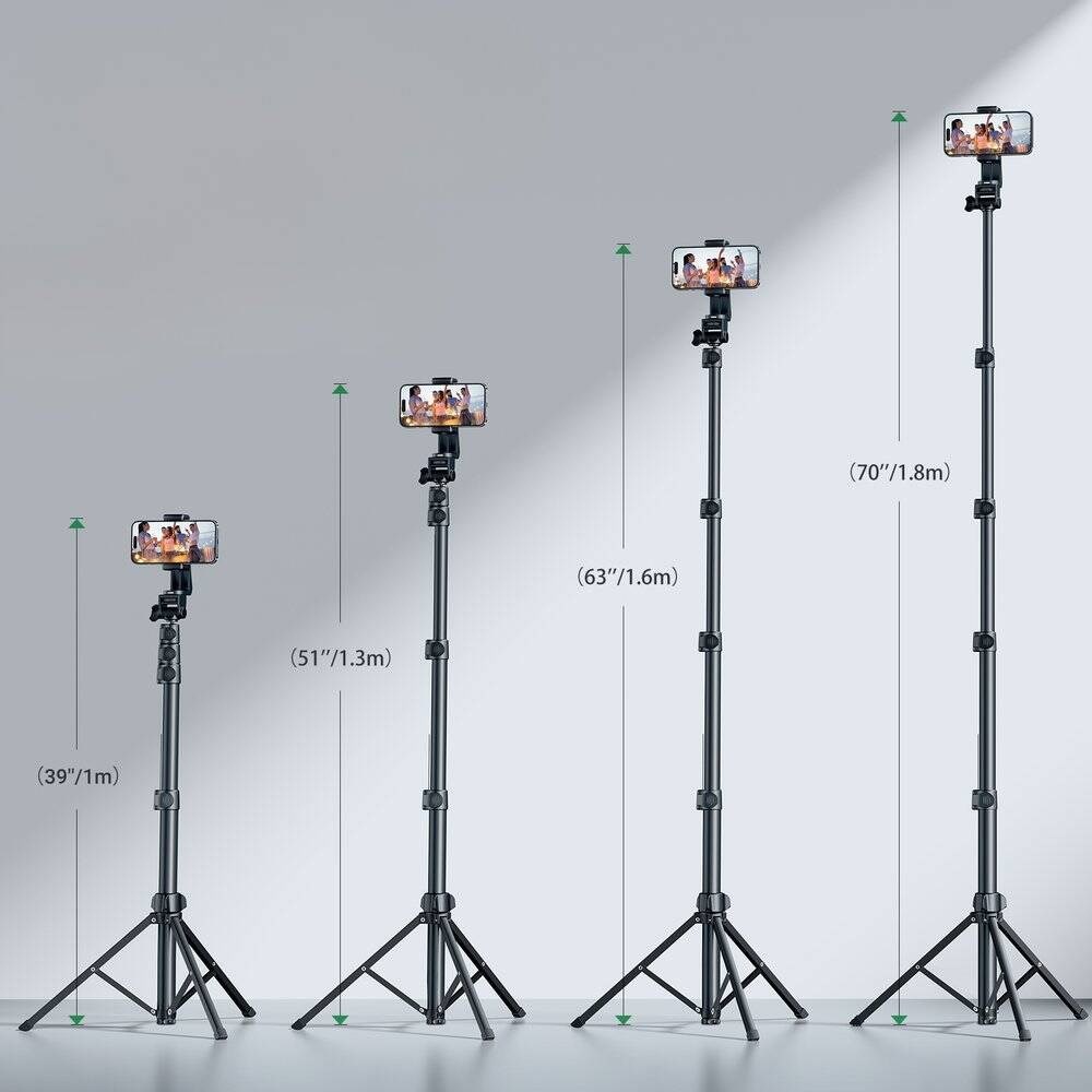 Selfie stick Ugreen LP680, tripod me telekomandë Bluetooth, 1.7m, i zi