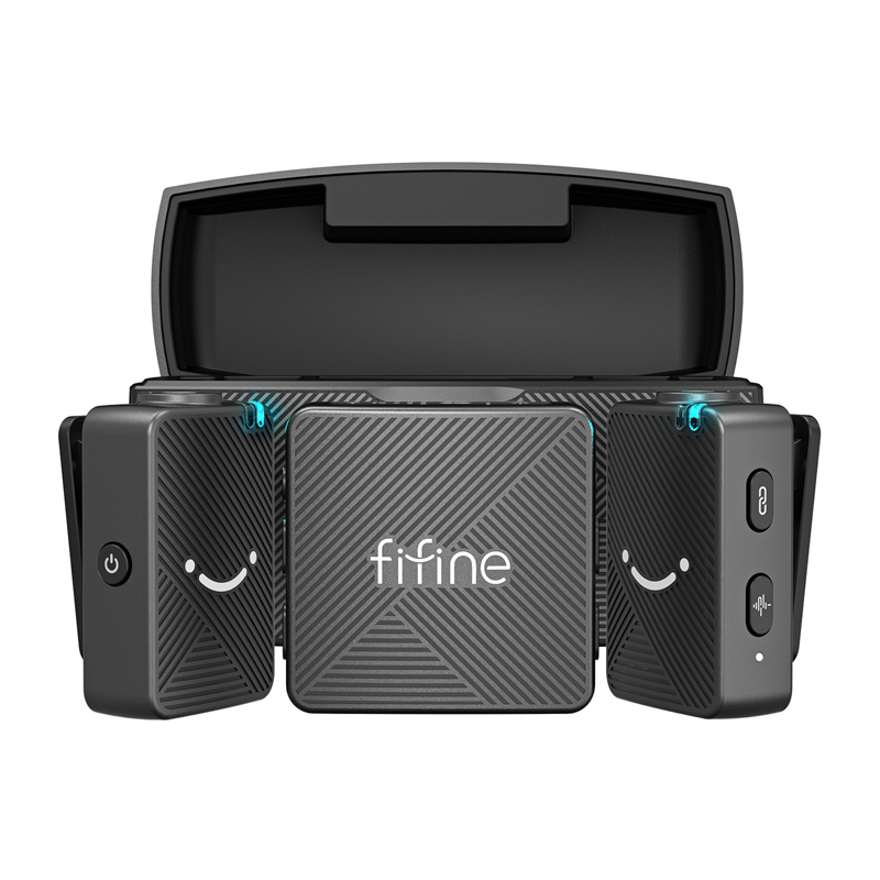 Mikrofon wireless FIFINE M9, sistem dual, me kuti karikimi, i zi