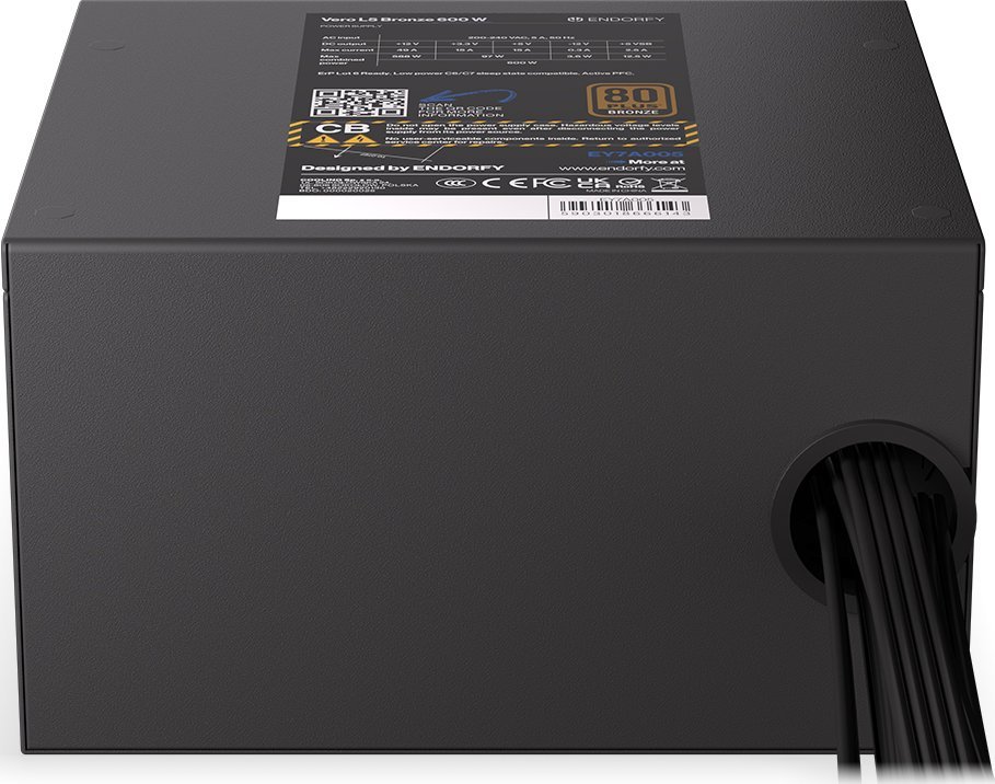 Furnizuesi i energjisë Endorfy Vero L5 Bronze 600W, 80 Plus Bronze, ATX, i zi