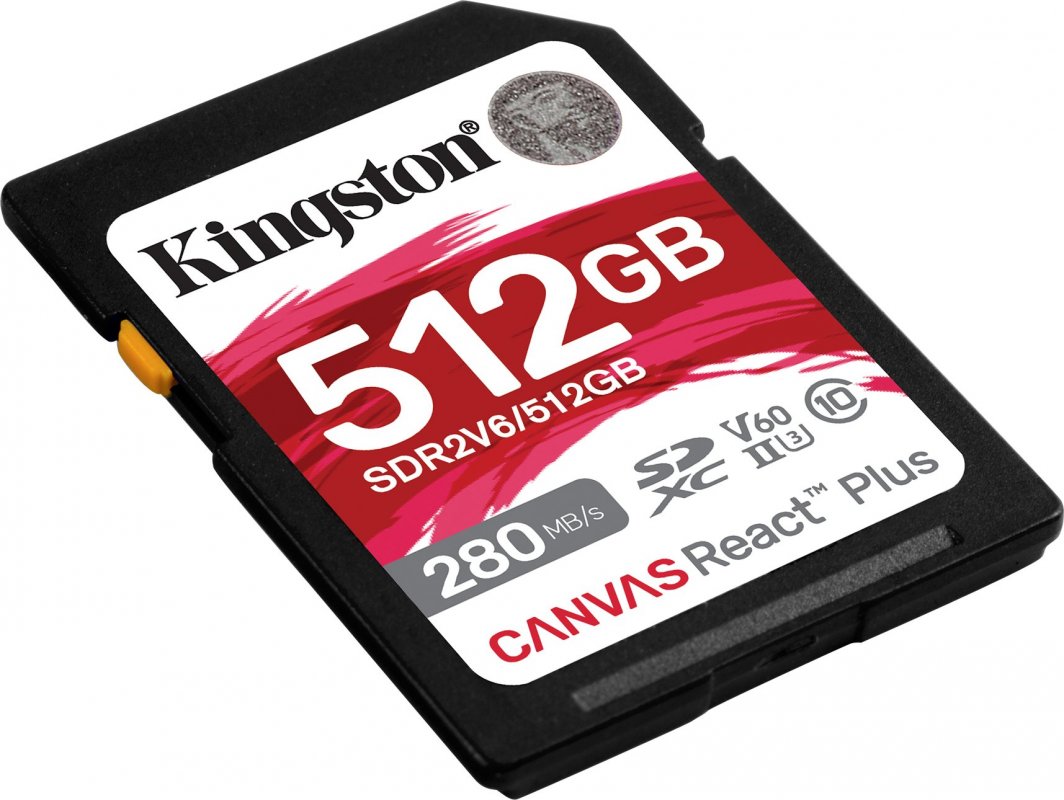 Kartë MicroSDXC Kingston Canvas React Plus (SDR2V6/512GB), 512 GB, Class 10, UHS-II/U3 V60