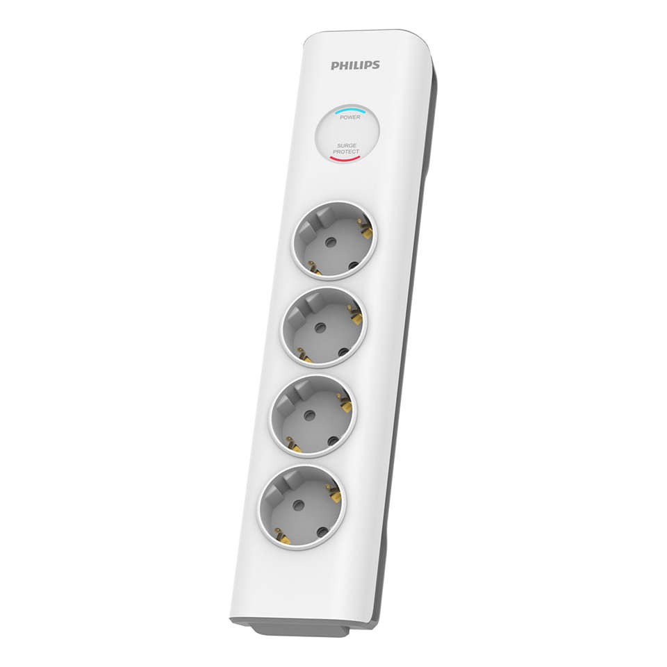 Kabllo vazhduese Philips SPN7040WA/58, surge protection,  4 dalje, 2m, e bardhë