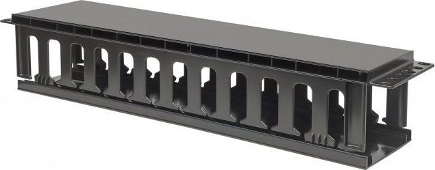 Organizues kabllosh Techly 2U për kabinet 19" rack, me kapak, i zi