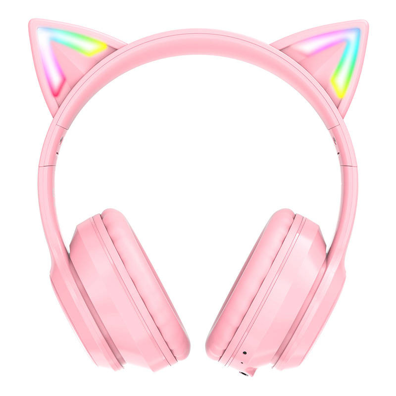 Kufje gaming ONIKUMA, Bluetooth, me veshë mace LED, rozë