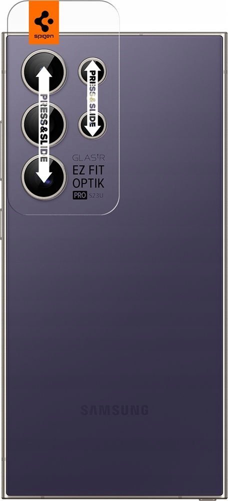 Mbrojtës kamere Spigen Glass TR EZ Fit Optik Pro, 2 copë, Samsung Galaxy S24 Ultra, vjollcë