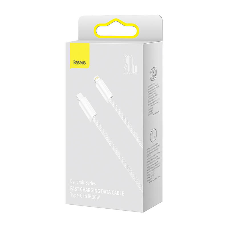 Kabllo karikimi Baseus BSU3062WHT USB C në Lightning, 2 m, 20W PD, e bardhë
