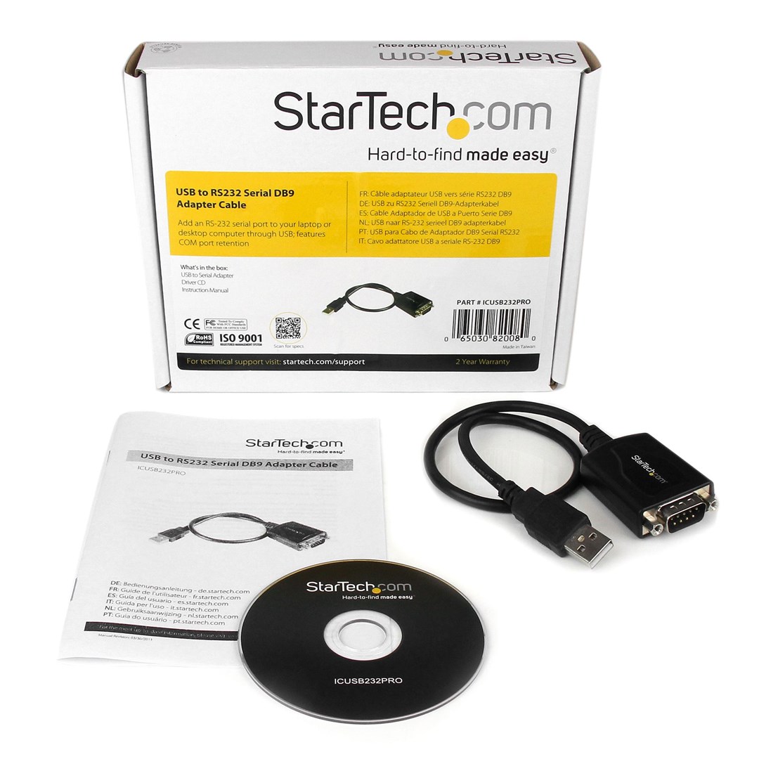Përshtatës StarTech, USB 2.0 në Serial RS232 ICUSB232PRO, 921.6 Kbps, i zi