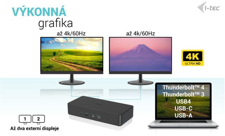 Docking Station i-tec USB 3.0/USB-C/Thunderbolt 3, 2x 4K Display, PD 100W