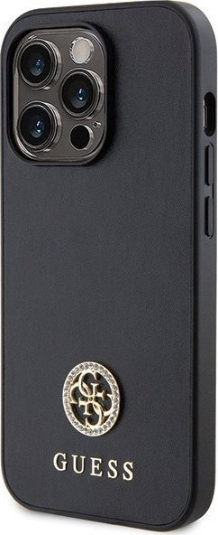 Futrollë për telefon Guess GUHCP13LPS4DGPK, për iPhone 13 Pro 6.1", hardcase me logo metalike, e zezë