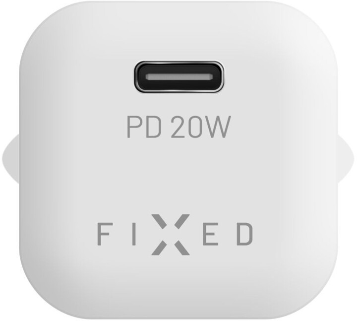 FIXED полнач, Mini со USB-C, PD, 20W, бел + USB-C - USB-C кабел, 1m