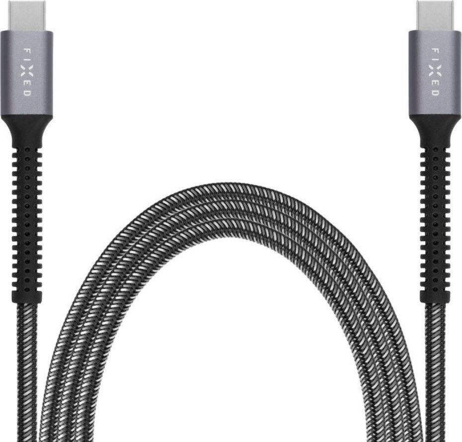 Kabllo FIXED Armor USB C në USB C, 2m, PD 240W, USB 2.0, gri