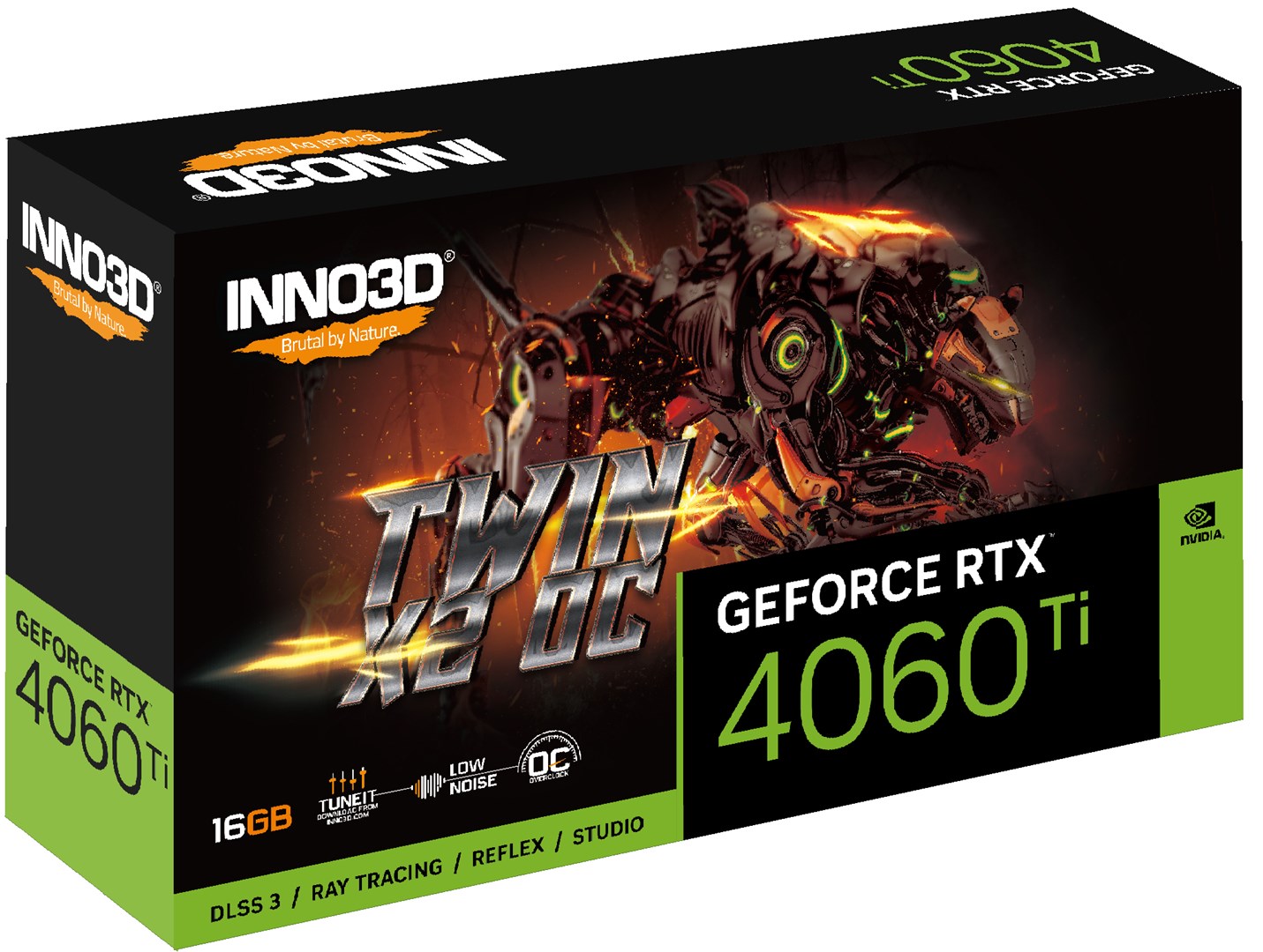 Kartë grafike Inno3D NVIDIA GeForce RTX 4060 Ti, 16 GB GDDR6, N406T2-16D6X-178055N