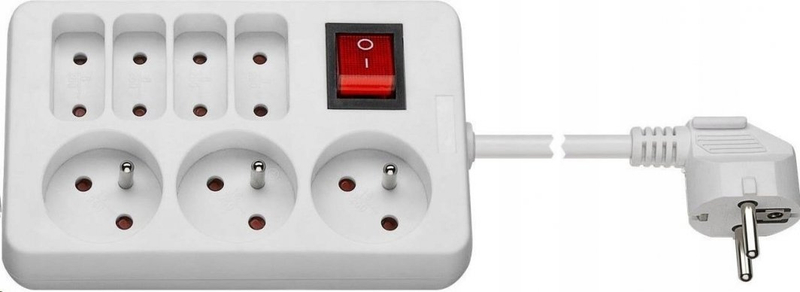 Zgjatës elektrik PremiumCord PremiumCord, 7 priza Type E, 1.5m, me çelës, i bardhë