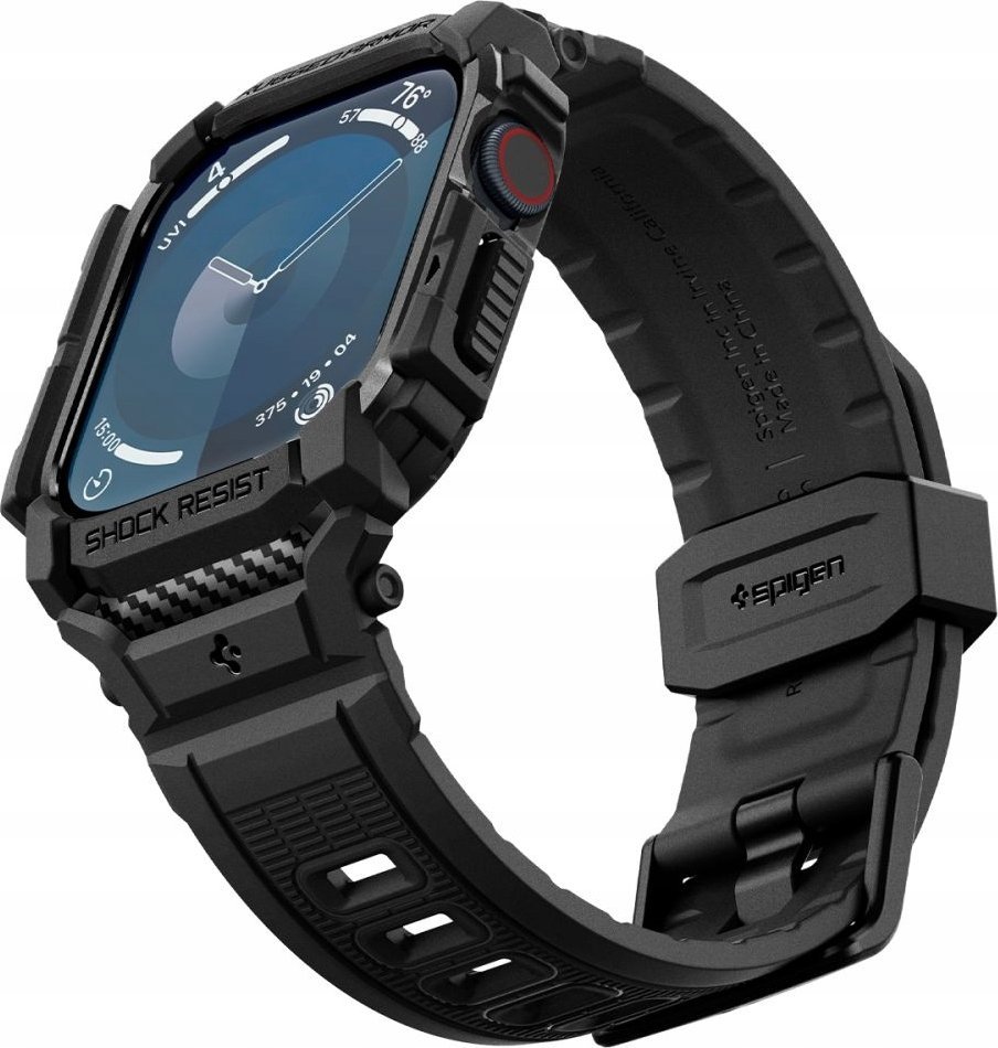 Rrip mbrojtës për orë Spigen Rugged Armor Pro, për Apple Watch 10 46mm, TPU, i zi mat