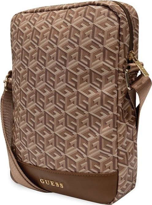 Торба за таблет Guess GCube Stripe 10", синтетичка кожа, кафеава