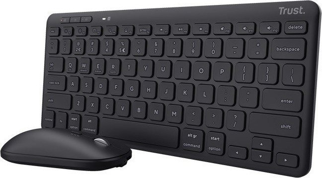 Set tastierë dhe maus Trust Lyra 24843, pa tela, Bluetooth, i zi
