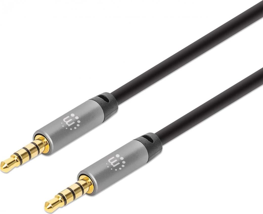Kabllo AUX Manhattan Jack 3.5mm, 1 m, e zezë