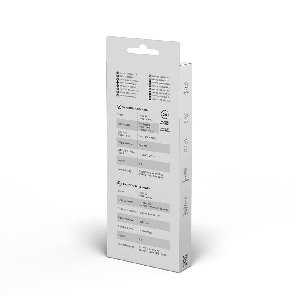 Kabllo Savio, USB A / USB C, 2 m, e zezë