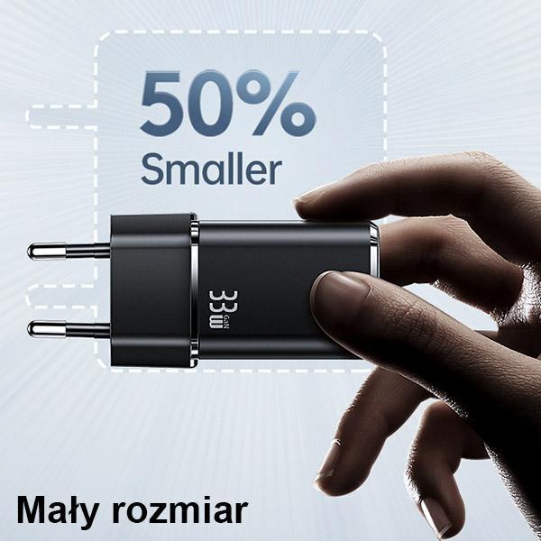 Karikues muror Usams T43 US-CC144, 33W, 1x USB A 1x USB C, i bardhë