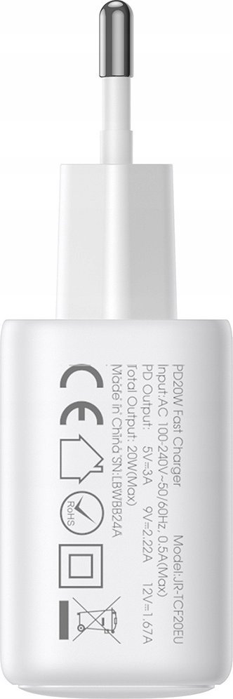 Karikues muri Joyroom JR-TCF20, USB-C PD 20W, kabllo USB-C në Lightning 1m, i bardhë