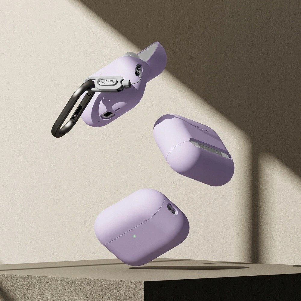 Mbulesë silikoni Ringke për Apple AirPods Pro 3, me karabinë, light purple