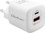 Karikues rrjeti Qoltec GaN ULTRA 35W, USB C PD, USB QC 3.0, i bardhë