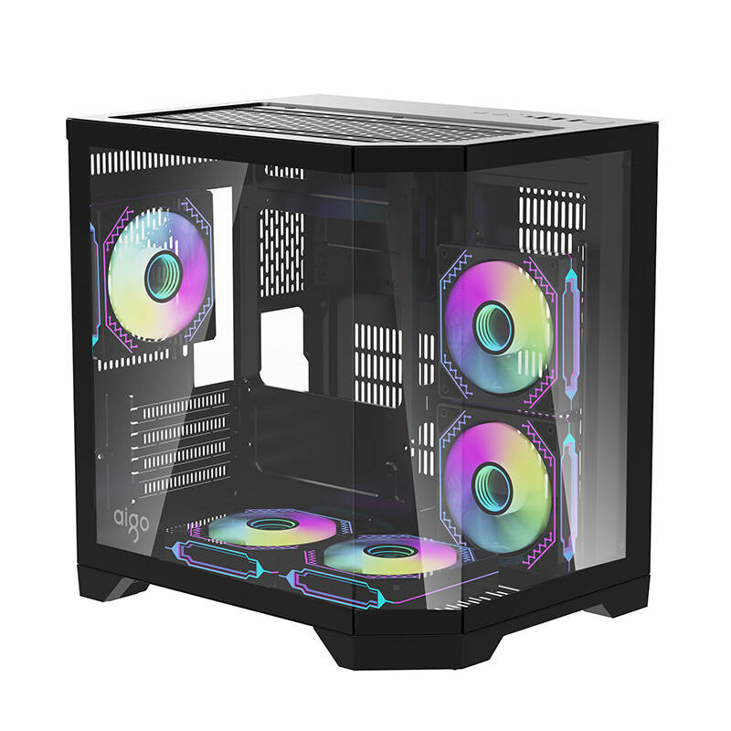 Kuti kompjuterike DarkFlash FT350 Mini Tower, M ATX ITX, 5 ventilatorë ARGB, e zezë