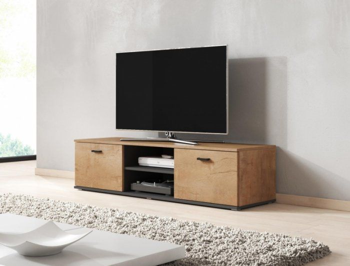 Komodë TV Cama Meble SOHO 140, 140 cm, druri Soho Oak, e zezë