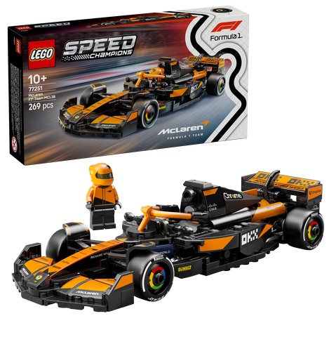 Set lojërash LEGO Speed Champions McLaren F1 Team MCL38, 269 copë, 20cm, portokalli